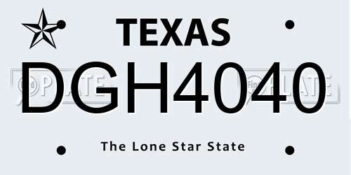 DGH4040 Texas License Plate