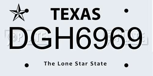 DGH6969 Texas License Plate