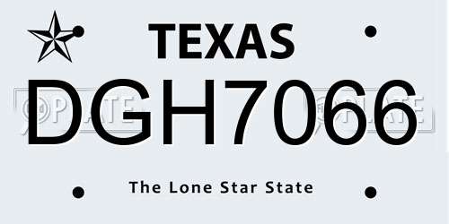 DGH7066 Texas License Plate