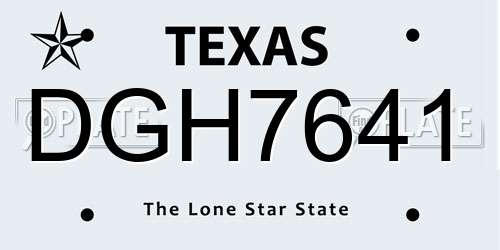 DGH7641 Texas License Plate