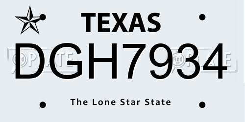 DGH7934 Texas License Plate