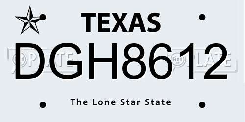 DGH8612 Texas License Plate