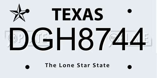 DGH8744 Texas License Plate