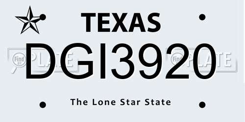 DGI3920 Texas License Plate
