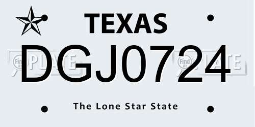 DGJ0724 Texas License Plate