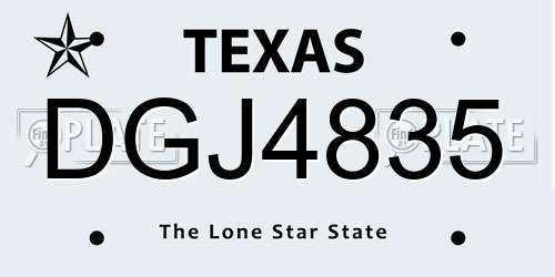 DGJ4835 Texas License Plate