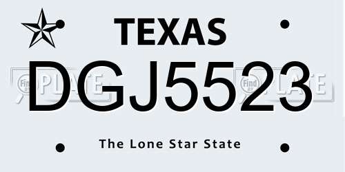 DGJ5523 Texas License Plate