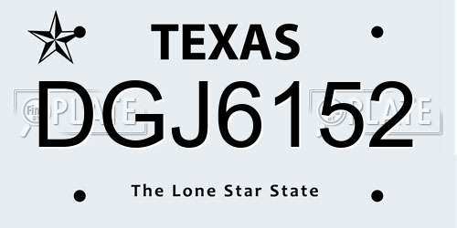 DGJ6152 Texas License Plate