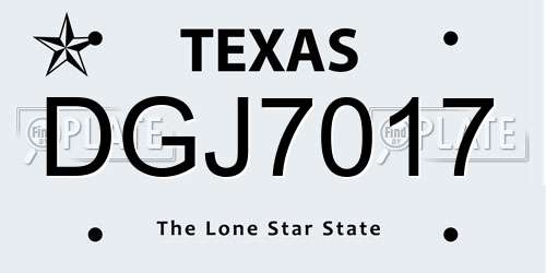 DGJ7017 Texas License Plate