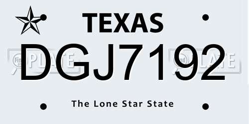 DGJ7192 Texas License Plate