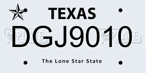 DGJ9010 Texas License Plate