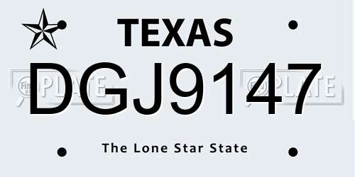 DGJ9147 Texas License Plate