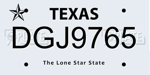 DGJ9765 Texas License Plate
