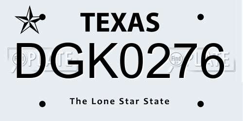 DGK0276 Texas License Plate
