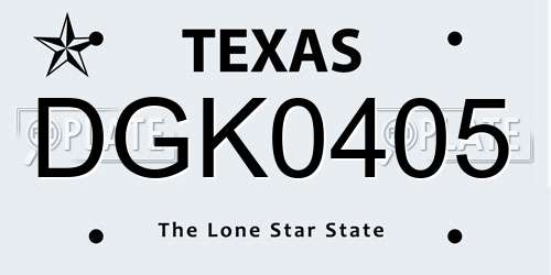 DGK0405 Texas License Plate