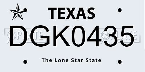 DGK0435 Texas License Plate