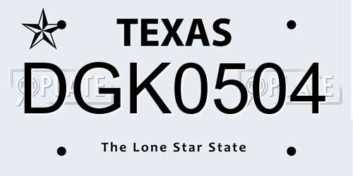 DGK0504 Texas License Plate