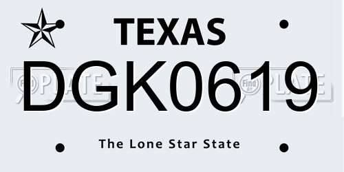 DGK0619 Texas License Plate