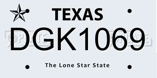 DGK1069 Texas License Plate