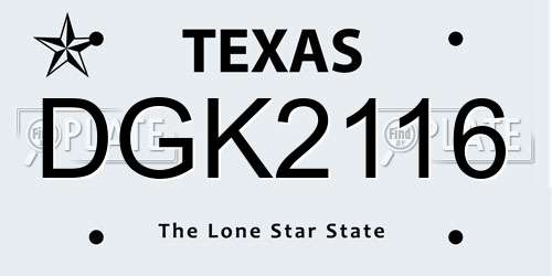 DGK2116 Texas License Plate