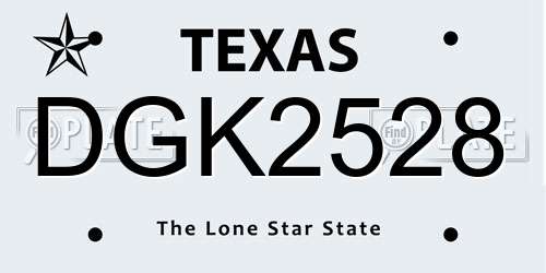 DGK2528 Texas License Plate
