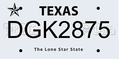 DGK2875 Texas License Plate