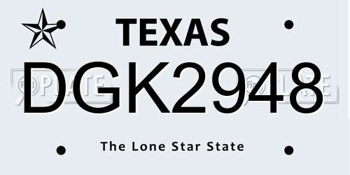 DGK2948 Texas License Plate