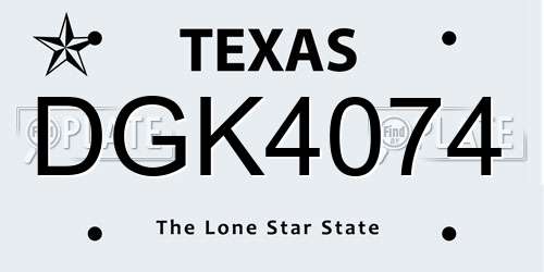 DGK4074 Texas License Plate