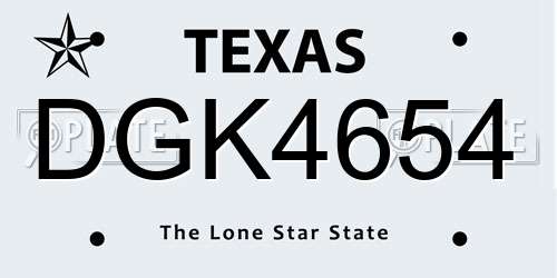 DGK4654 Texas License Plate