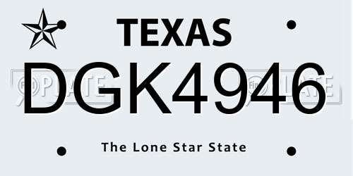 DGK4946 Texas License Plate