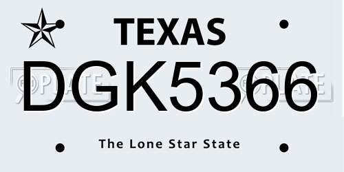 DGK5366 Texas License Plate