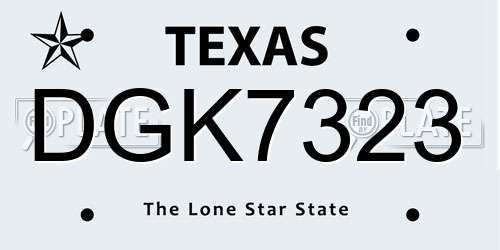 DGK7323 Texas License Plate
