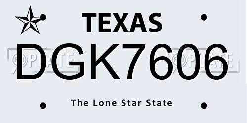 DGK7606 Texas License Plate
