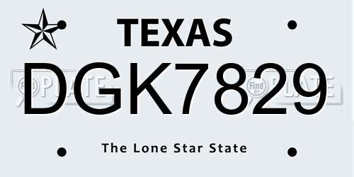 DGK7829 Texas License Plate
