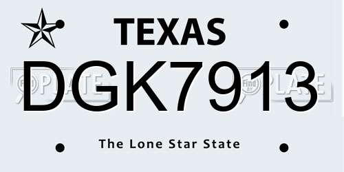 DGK7913 Texas License Plate