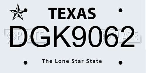 DGK9062 Texas License Plate