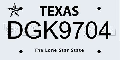 DGK9704 Texas License Plate