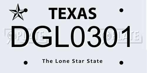 DGL0301 Texas License Plate