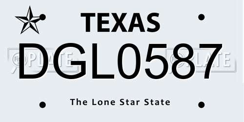 DGL0587 Texas License Plate