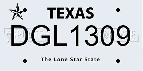 DGL1309 Texas License Plate
