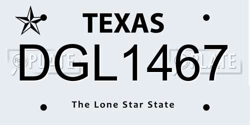 DGL1467 Texas License Plate
