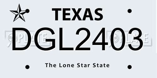 DGL2403 Texas License Plate