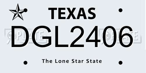 DGL2406 Texas License Plate