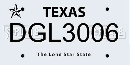 DGL3006 Texas License Plate