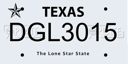 DGL3015 Texas License Plate