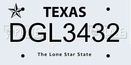 DGL3432 Texas License Plate