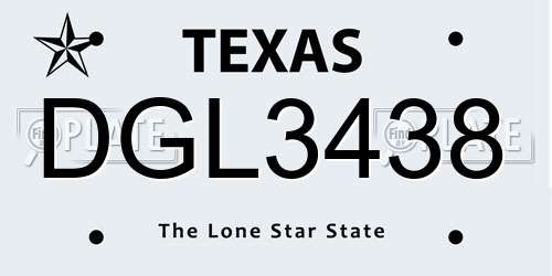 DGL3438 Texas License Plate