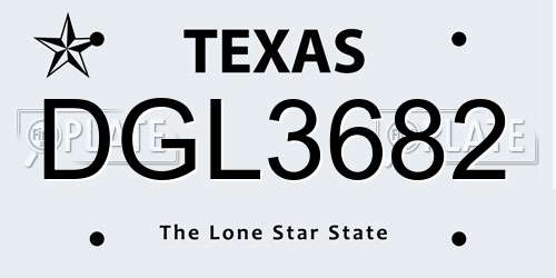 DGL3682 Texas License Plate