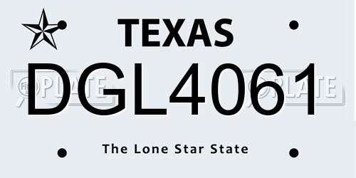 DGL4061 Texas License Plate