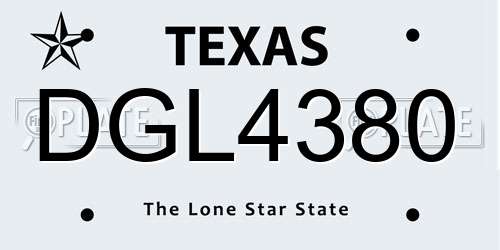 DGL4380 Texas License Plate